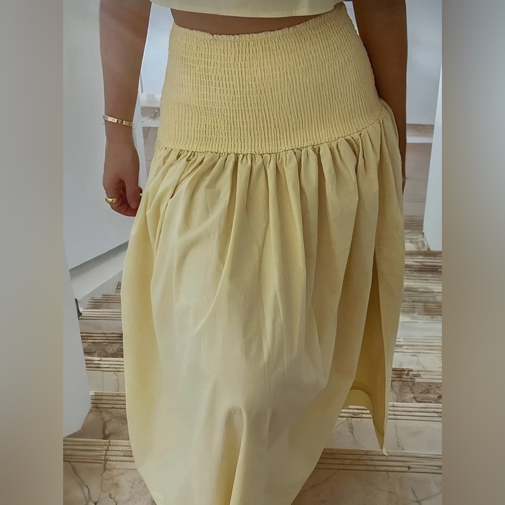 Shirred Waist Split Thigh Skirt Set - Picture 3 of 4